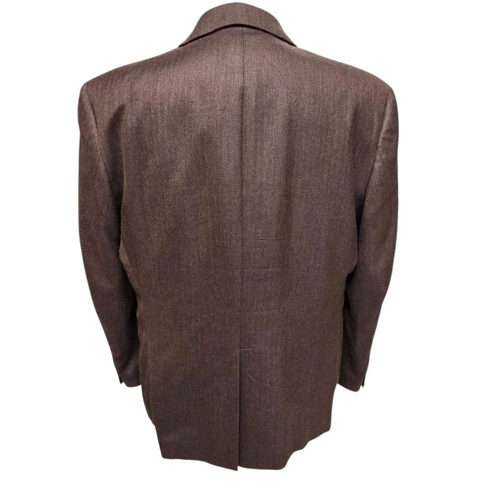 Ralph Lauren Blazer Silk Wool Blend Herringbone Brown Men's 46R Sport Coat